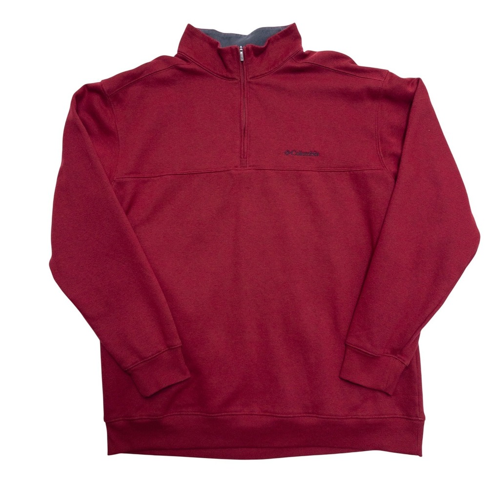 Columbia Pullover Sweater Mens XL Red Half Zip Performance Fleece